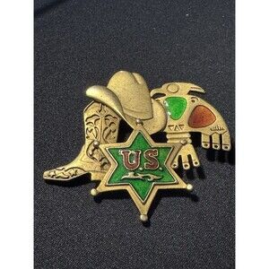 Western Star Brooch Hat, Boot Native Bird